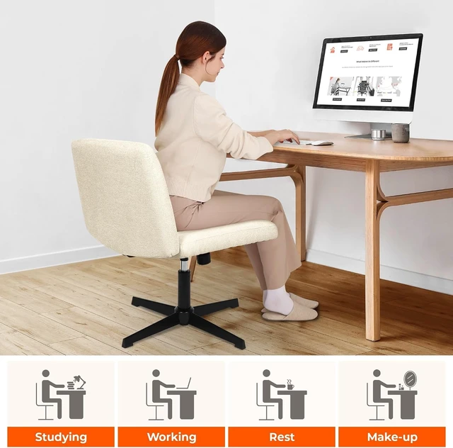 Alt view image 5 of 7 - NEO CHAIR Criss Cross Chair with No Wheels, Cozy Wide Armless Seat, Beige