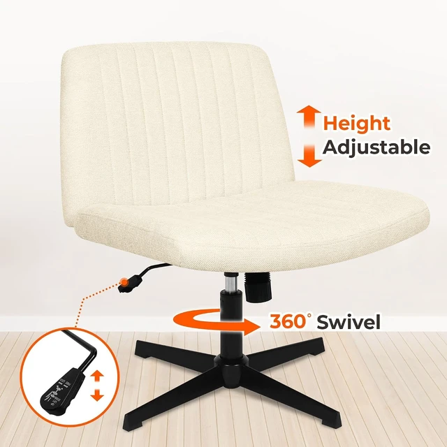 Alt view image 7 of 7 - NEO CHAIR Criss Cross Chair with No Wheels, Cozy Wide Armless Seat, Beige