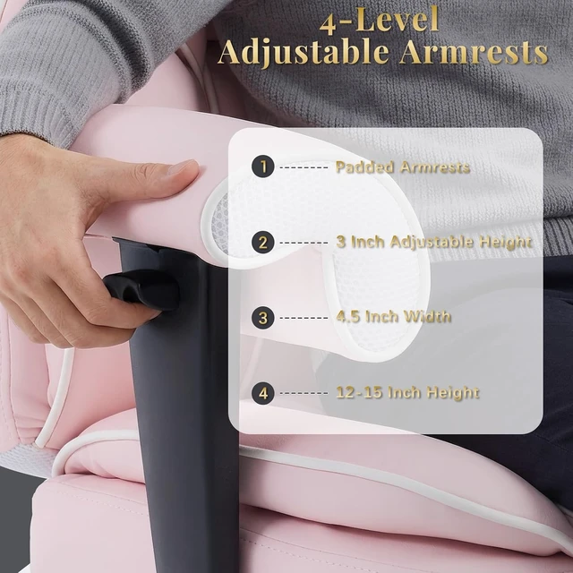 Alt view image 4 of 7 - Reclining Office Chair with Foot Rest & Height Adjustable Armrest