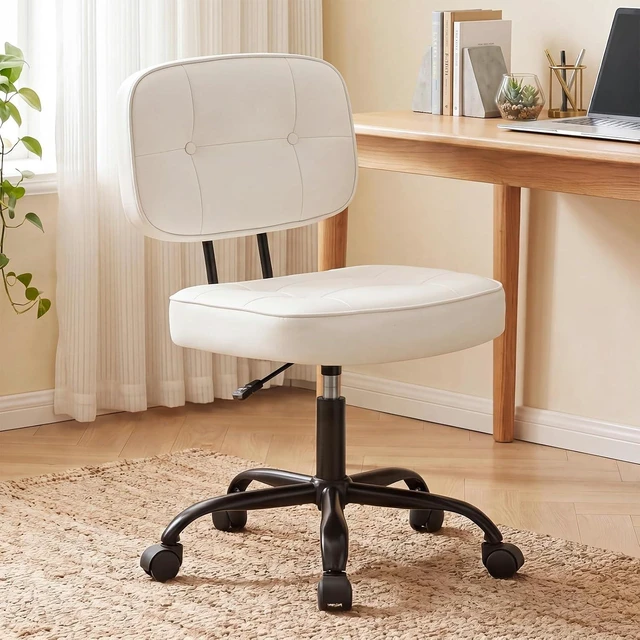 Main image of Armless Office Desk Chair, Small Vanity Chair with Wheels