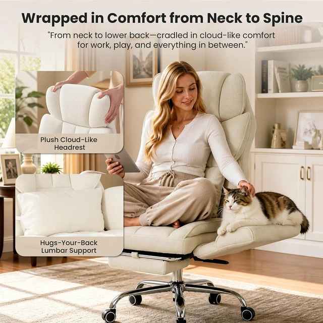 Alt view image 4 of 7 - Criss Cross Office Chair, Cross Legged Chair With Flip Armrests & Footrest