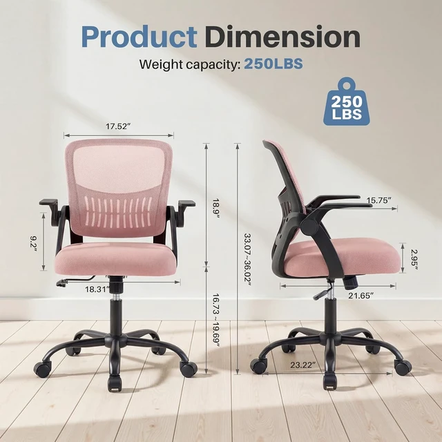 Alt view image 3 of 7 - Home Office Desk Chair, Comfy Lumbar Support Mesh Chair