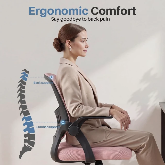 Alt view image 4 of 7 - Home Office Desk Chair, Comfy Lumbar Support Mesh Chair