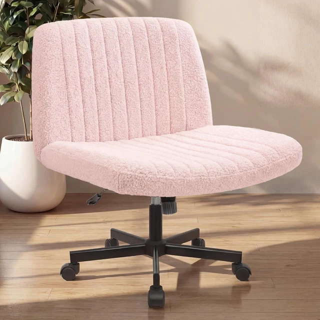 Main image of NEO CHAIR Criss Cross Chair with Wheels, Wide Comfy Desk Seat, Teddy Pink