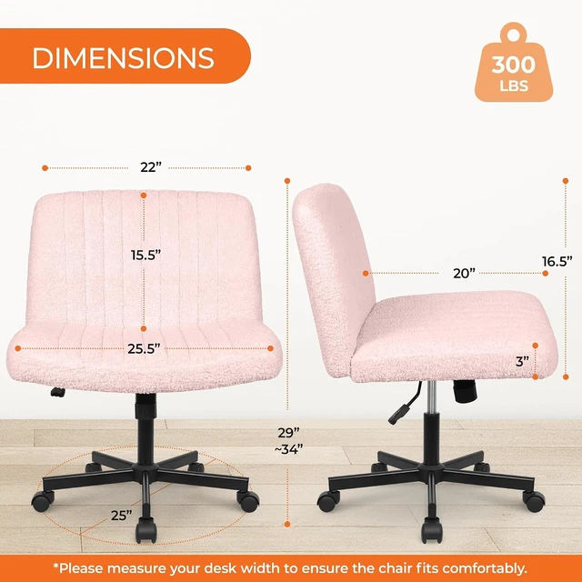 Alt view image 2 of 7 - NEO CHAIR Criss Cross Chair with Wheels, Wide Comfy Desk Seat, Teddy Pink