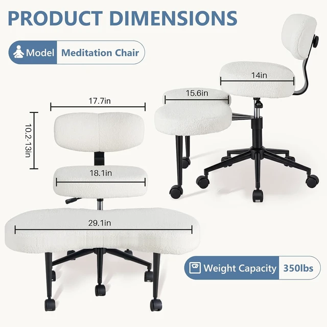 Alt view image 2 of 7 - Meditation Chair, Cross Legged Home Office Desk Chair