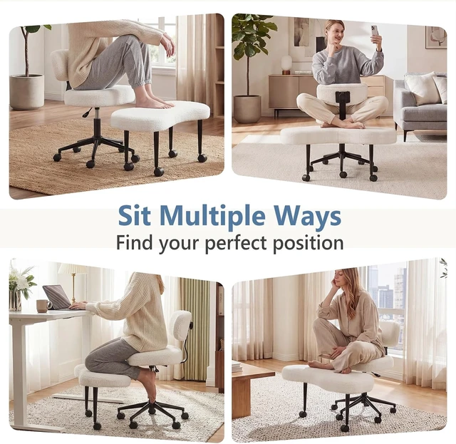 Alt view image 7 of 7 - Meditation Chair, Cross Legged Home Office Desk Chair