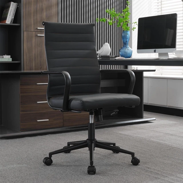 Main image of Office Desk Chair Conference Room Chairs Modern Ergonomic Executive Swivel Chair Adjustable Height PU Leather Home Desk Chair with Armrests Comfy Computer Task Chairs with Wheels