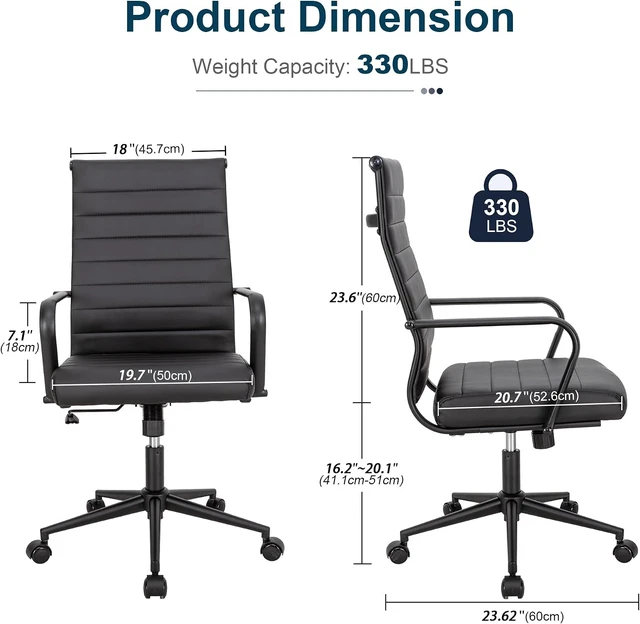 Alt view image 2 of 7 - Office Desk Chair Conference Room Chairs Modern Ergonomic Executive Swivel Chair Adjustable Height PU Leather Home Desk Chair with Armrests Comfy Computer Task Chairs with Wheels