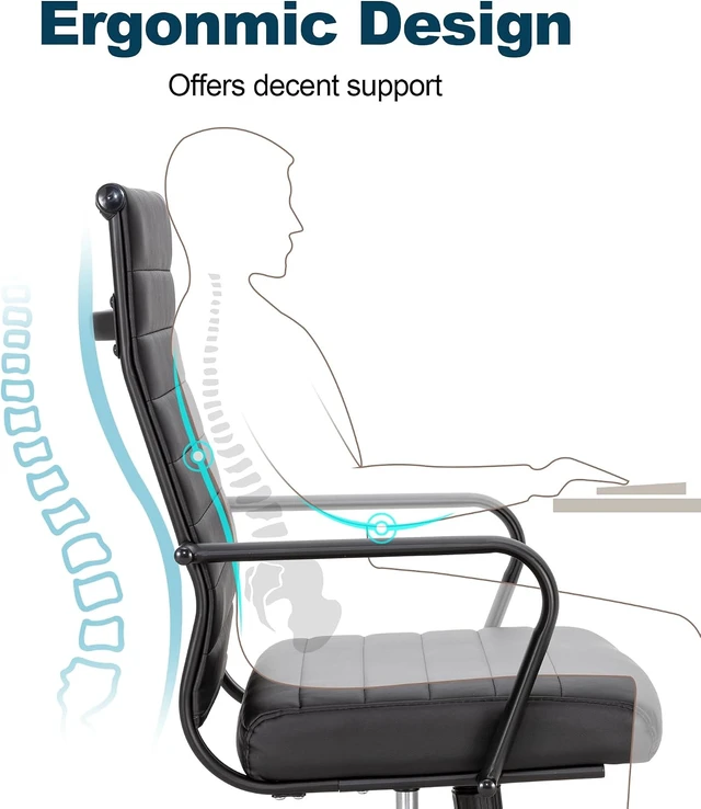 Alt view image 6 of 7 - Office Desk Chair Conference Room Chairs Modern Ergonomic Executive Swivel Chair Adjustable Height PU Leather Home Desk Chair with Armrests Comfy Computer Task Chairs with Wheels