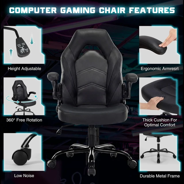 Alt view image 6 of 7 - Computer Gaming Chair, Home Office Desk Chair, PU Leather
