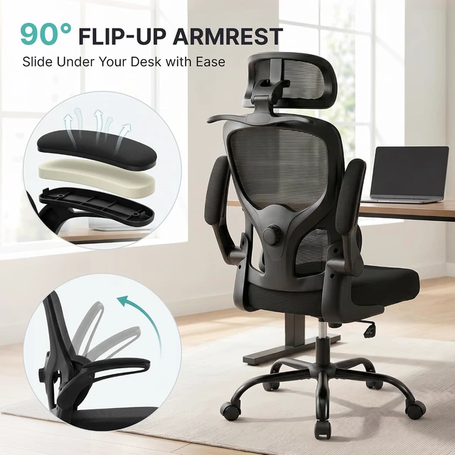 Alt view image 6 of 7 - Ergonomic Office Chair, 330lbs Mesh Desk Chair with Lumbar Support