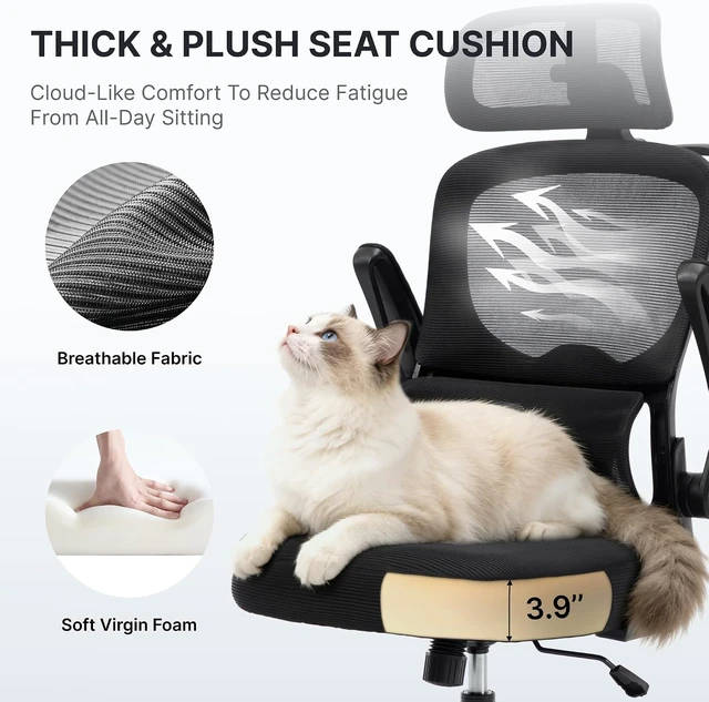 Alt view image 5 of 7 - Ergonomic Office Chair, 330lbs Mesh Desk Chair with Lumbar Support