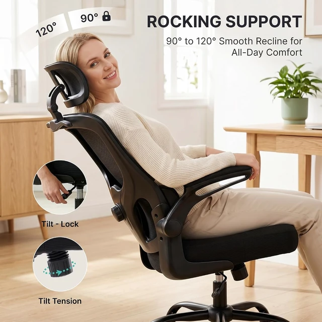 Alt view image 7 of 7 - Ergonomic Office Chair, 330lbs Mesh Desk Chair with Lumbar Support