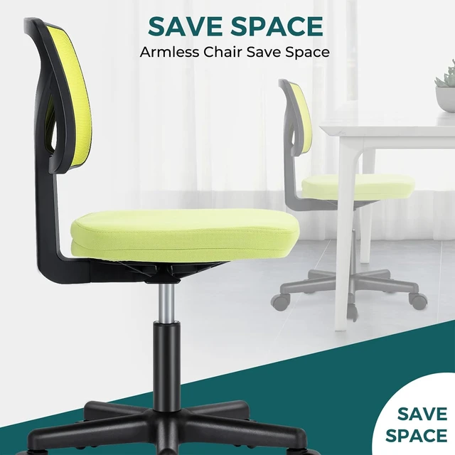Alt view image 6 of 7 - Armless Small Desk Chairs, Ergonomic Home Office Mesh Chairs