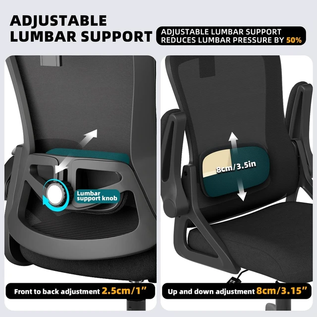 Alt view image 3 of 7 - Ergonomic Office Chair Desk Chair with Adjustable Lumbar Support