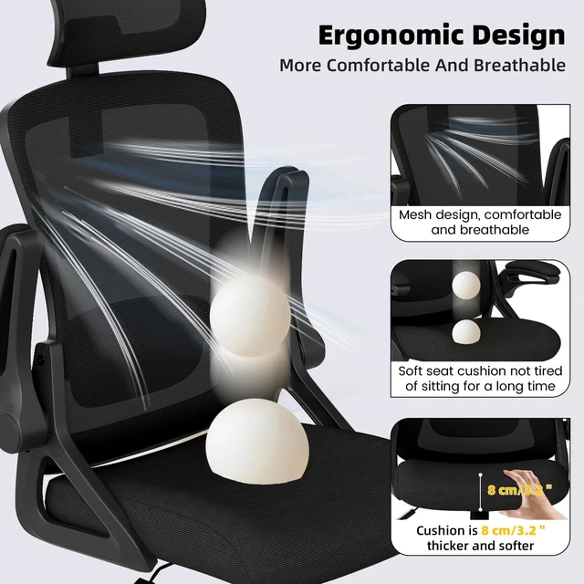 Alt view image 5 of 7 - Ergonomic Office Chair Desk Chair with Adjustable Lumbar Support