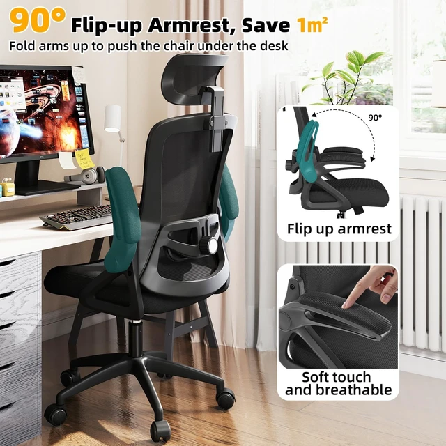 Alt view image 7 of 7 - Ergonomic Office Chair Desk Chair with Adjustable Lumbar Support