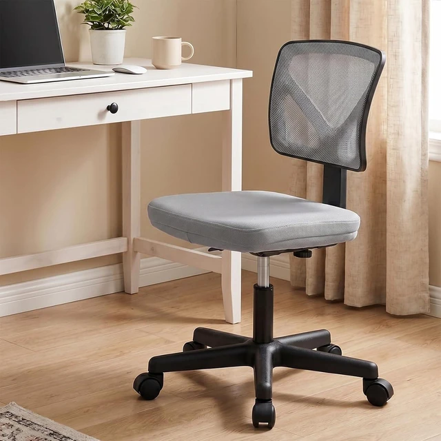 Alt view image 6 of 7 - Small Armless Desk Chair, Mesh Rolling Office Chairs