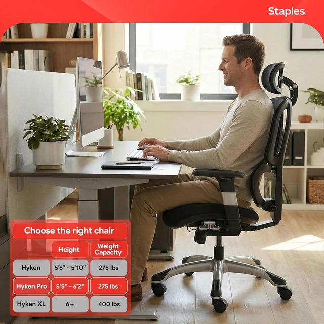Alt view image 4 of 7 - Staples Ergonomic Mesh Task Chair with Lumbar Support, Swivel, Black