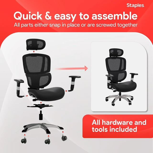 Alt view image 7 of 7 - Staples Ergonomic Mesh Task Chair with Lumbar Support, Swivel, Black