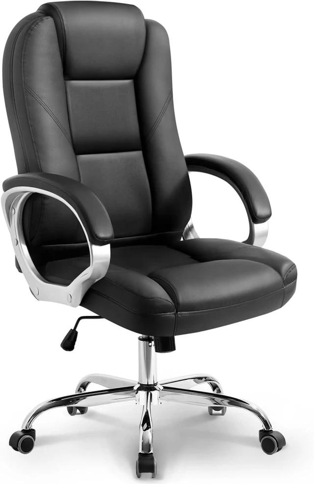 Main image of NEO CHAIR Office Desk Chair PU Leather Chair with Lumbar Support, Jet Black