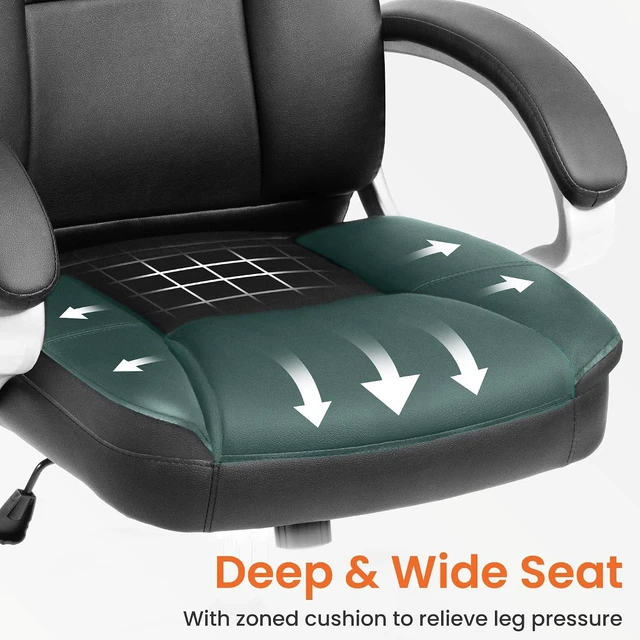 Alt view image 4 of 7 - NEO CHAIR Office Desk Chair PU Leather Chair with Lumbar Support, Jet Black