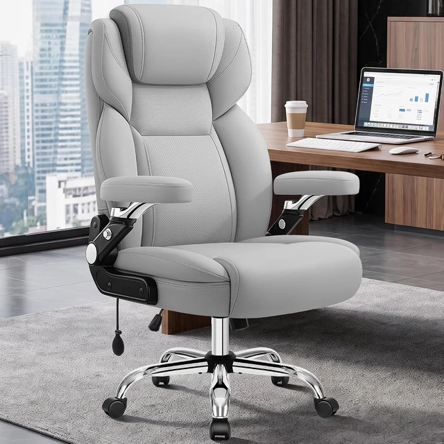 Alt view image 2 of 7 - Big and Tall Office Chair with 6D Armrests & Air Lumbar Support, Grey