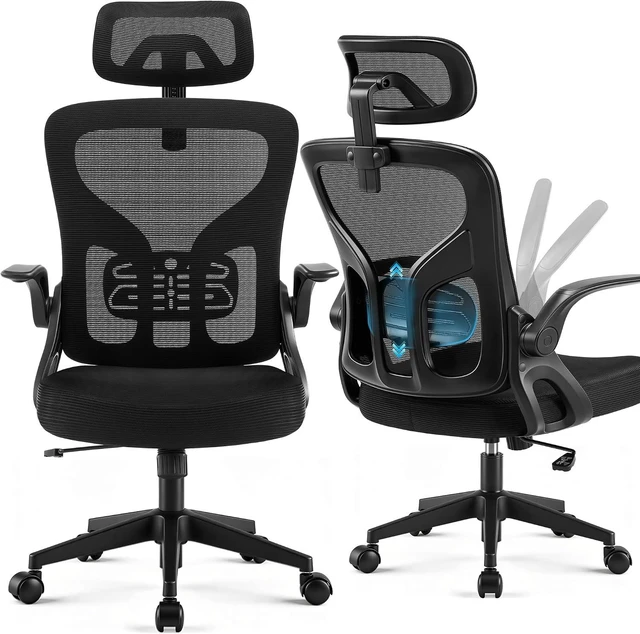 Main image of Office Chair Ergonomic Desk Chair with Adjustable Headrest Lumbar Support, High Back Breathable Mesh Chair with 120° Tilt & Flip-Up Armrests, Swivel Comfy Task Computer Chair for Work, Study