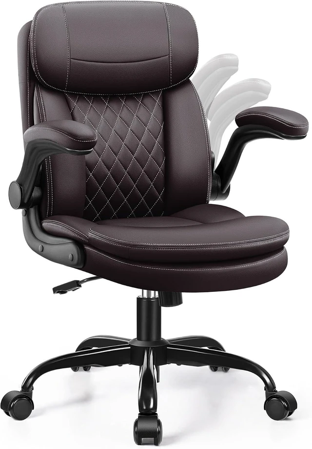 Main image of Leather Office Chair, Computer Desk Chair with Dual Back Support