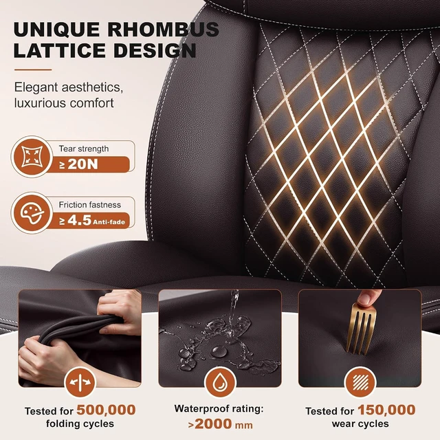 Alt view image 3 of 7 - Leather Office Chair, Computer Desk Chair with Dual Back Support