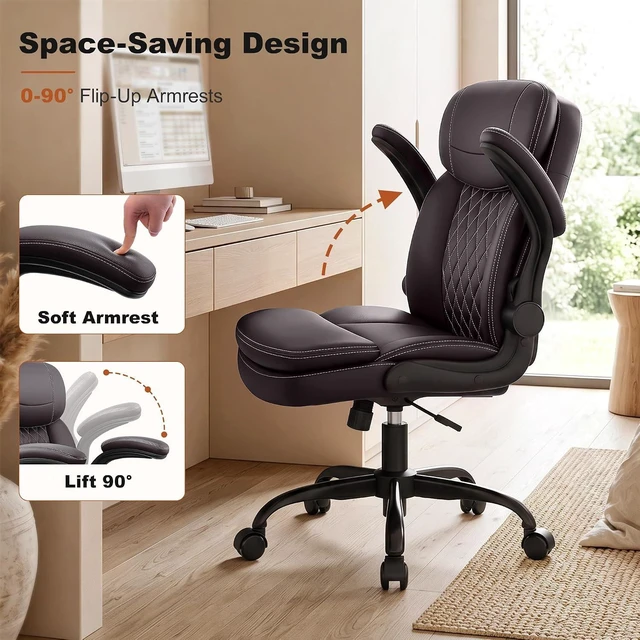 Alt view image 6 of 7 - Leather Office Chair, Computer Desk Chair with Dual Back Support