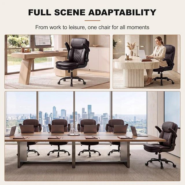Alt view image 7 of 7 - Leather Office Chair, Computer Desk Chair with Dual Back Support