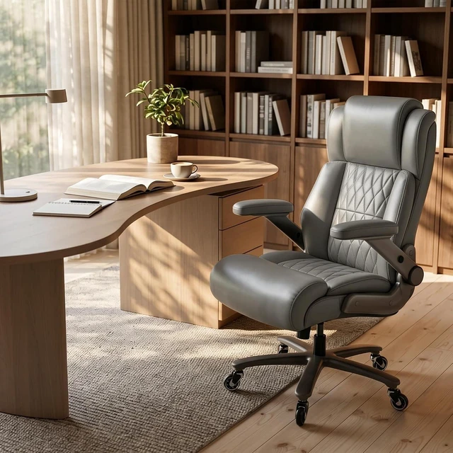 Alt view image 2 of 7 - Big and Tall 700lbs Office Chair - Adjustable Lumbar Support 3D Flip Arms Heavy Duty Metal Base&Wheels, High Back Large Executive Computer Desk Chair, Thick Padded Ergonomic Design for Back Pain