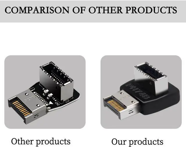 Alt view image 3 of 6 - USB 3.2 Type-E 90 Degree Front Panel Socket, Vertical USB C Header Adapter Converter for Computer Motherboard (PH74A)