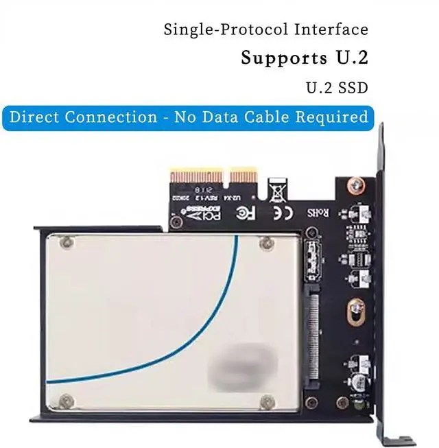 Alt view image 3 of 7 - PCIe X4 x16 to U.2 NVMe Adapter Card 32Gbps/64Gbps High Speed Expansion Support U.2 SSD Compatible with PCIe X4 X8 X16 Slots (PCIE 3.0 X4 Card+Enclosure)