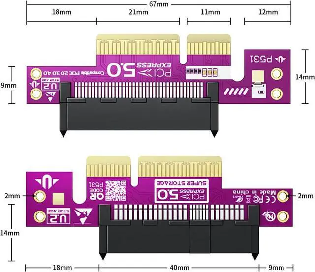 Alt view image 3 of 4 - PCIe 5.0 X4 to U.2 SFF 8639 NVMe Adapter Card Support 128Gbps High Speed Expansion for U.2 SSD