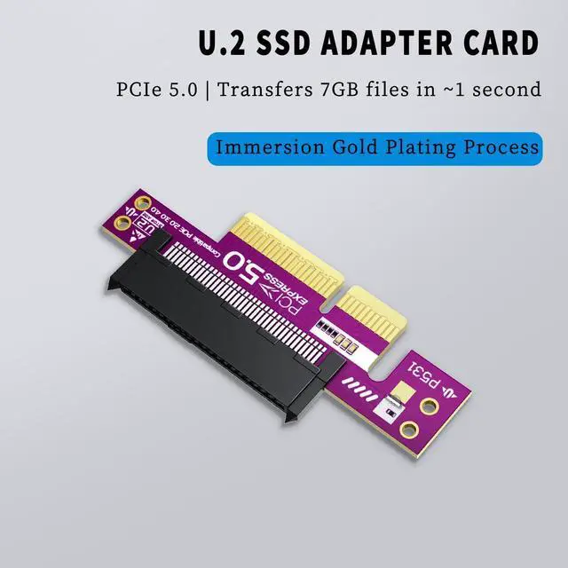 Alt view image 2 of 4 - PCIe 5.0 X4 to U.2 SFF 8639 NVMe Adapter Card Support 128Gbps High Speed Expansion for U.2 SSD