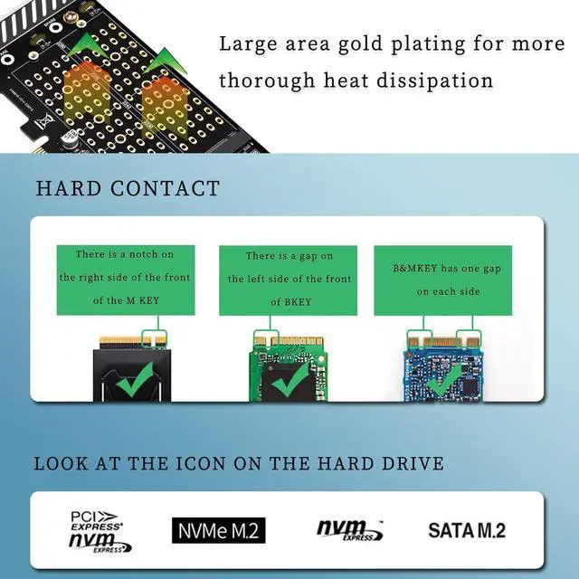 Alt view image 4 of 6 - PH42 Dual M.2 NVMe & NGFF SSD to PCIe Adapter 32Gbps /6Gbps Supports M-Key & B-Key B+M Key SSD Support X4 X8 X16 Slot with SATA Cable