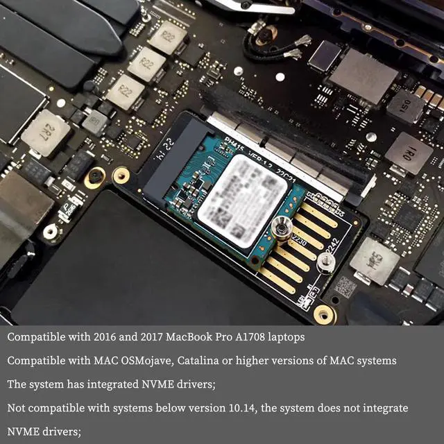 Alt view image 3 of 7 - PH415 A1708 SSD to NGFF M.2 M-Key NVMe Adapter Card Support 2230 2242 SSD Compatible with MacBook Pro 2016 2017