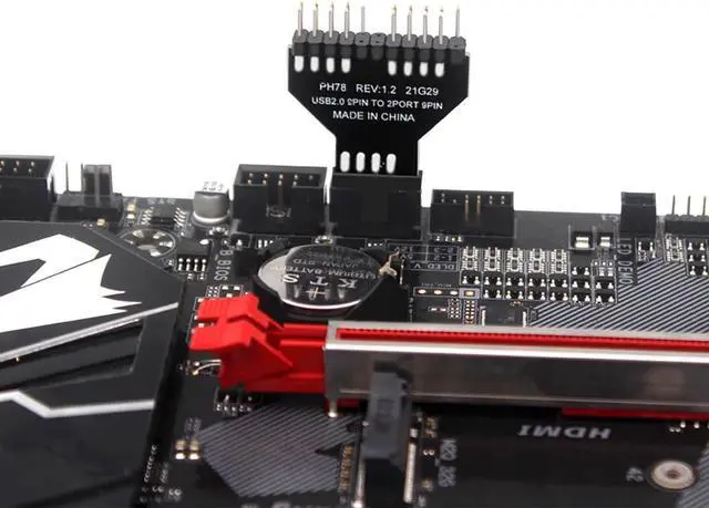 Alt view image 7 of 7 - PH78 Motherboard USB2.0 9PIN 1 to 2 Expansion Adapter for Water-Cooled RGB Light Fan Speed Measurement