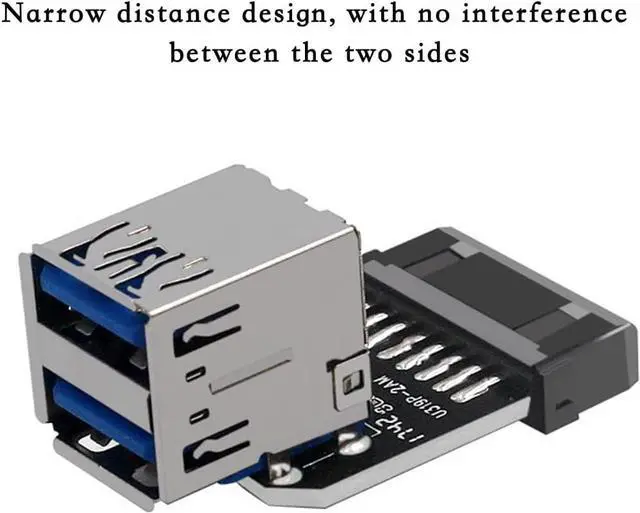 Alt view image 2 of 4 - Motherboard USB 3.0 19/20Pin to 2* USB A Connector Male to Female Adapter Header Support Chassis Front (PH21)