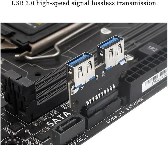 Alt view image 5 of 7 - Motherboard USB 3.0 19/20Pin to 2* USB A Connector Male to Female Adapter Header Support Chassis Front (PH22)