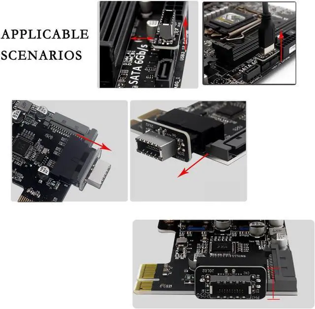 Alt view image 3 of 7 - PH73S+ USB Front Panel Adapter 10Gbps Type-E USB 3.0 Front 19PIN to 3.1 USB C Header Support for Motherboard with USB 3.0 USB3.1 19PIN Interface