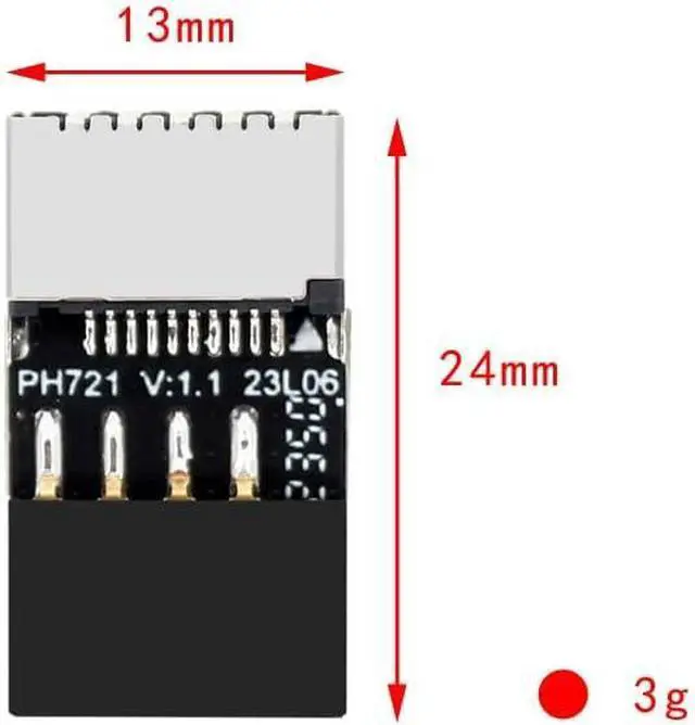 Alt view image 7 of 7 - PH721 Motherboard USB2.0 9PIN to Type-E Adapter Male to Famale Connector USB C Front Panel Socket (6Pcs)