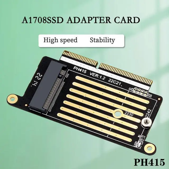 Alt view image 2 of 7 - PH415 A1708 SSD to NGFF M.2 M-Key NVMe Adapter Card Support 2230 2242 SSD Compatible with MacBook Pro 2016 2017