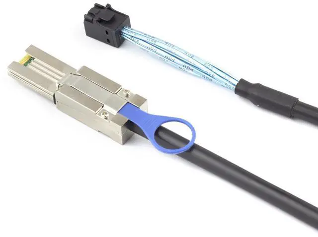 Alt view image 3 of 4 - Mini SAS HD SFF-8088 to SFF-8643 Internal External Server Cable  6Gbps High Speed 28AWG Data Cable, Black Flat Connector (0.5m)