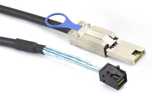 Alt view image 2 of 4 - Mini SAS HD SFF-8088 to SFF-8643 Internal External Server Cable  6Gbps High Speed 28AWG Data Cable, Black Flat Connector (0.5m)