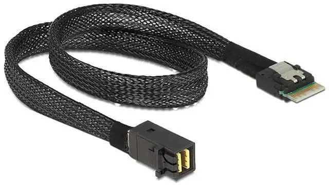 Alt view image 2 of 5 - PCIe 4.0 Slimline SAS SFF 8654 4i 38Pin to Mini SAS HD SFF 8643 Cable \u2013 12Gbps High Speed Server Wire, 30AWG Copper, Black (1m)