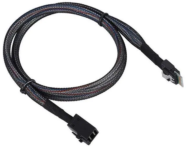 Alt view image 3 of 5 - PCIe 4.0 Slimline SAS SFF 8654 4i 38Pin to Mini SAS HD SFF 8643 Cable \u2013 12Gbps High Speed Server Wire, 30AWG Copper, Black (1m)